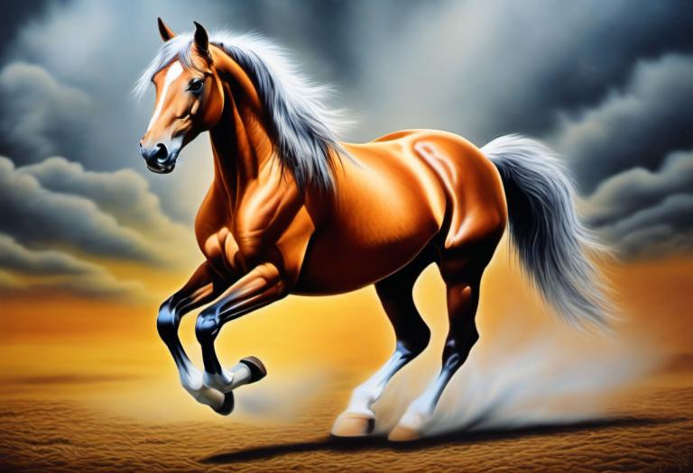 Art à l'aérographe,Art à l'aérographe, Animal, cheval, cheval, réaliste, nuage, ciel, solo