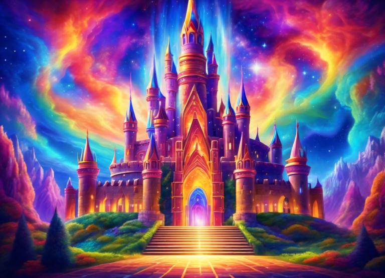 Light Painting,Light Painting, Castle, castle, scenery, star (sky), sky, stairs, starry sky, castle, tree