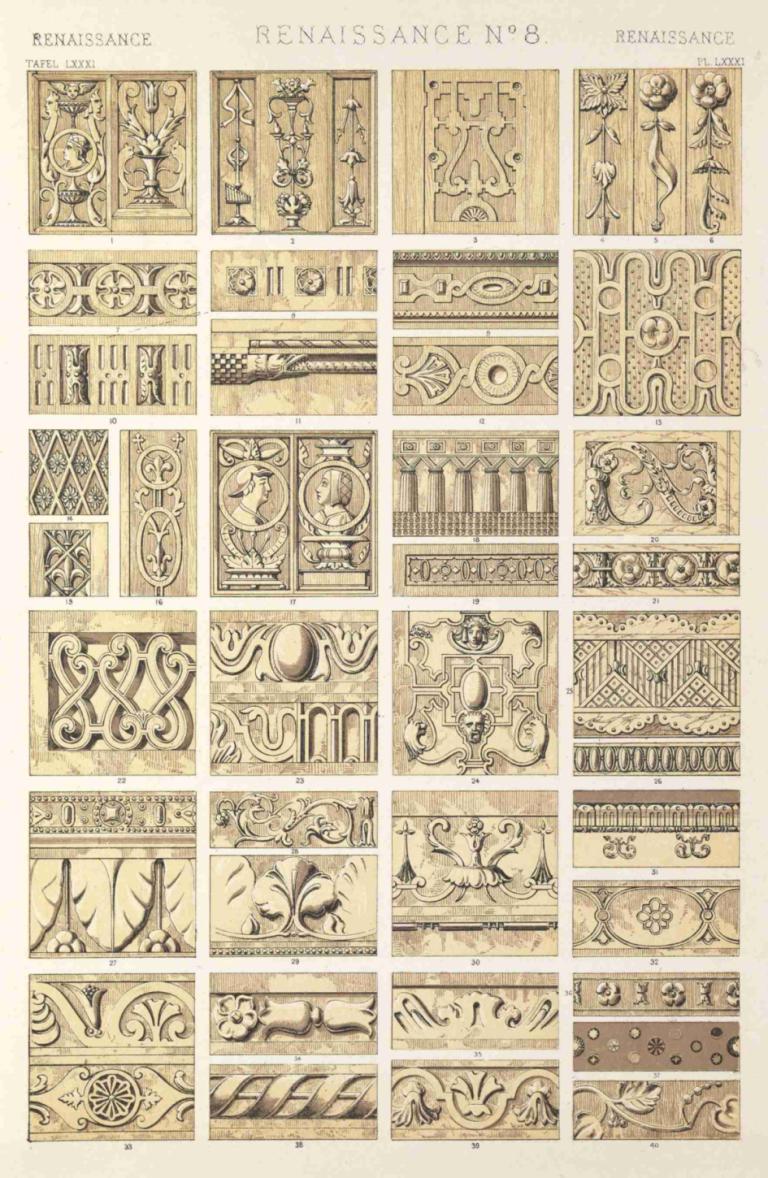 Renaissance No.8,文艺复兴时期第 8 号,Owen Jones,欧文-琼斯,插画,插画, 单色, 书, 1个女孩, 帽子